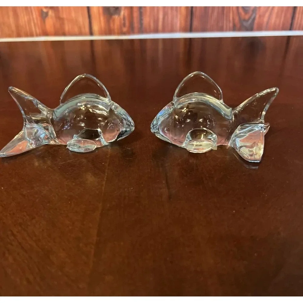 Oneida Crystal Glass Fish Figurines‎ Set of 2 Elegant fish design